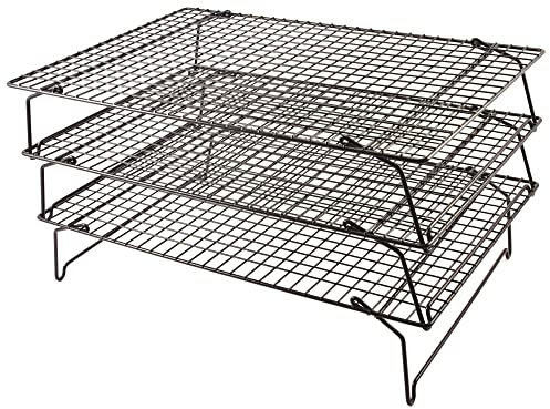 Chef Aid - Vassoio rettangolare per raffreddare le torte, argento, metallo, Black, 41 x 25cn