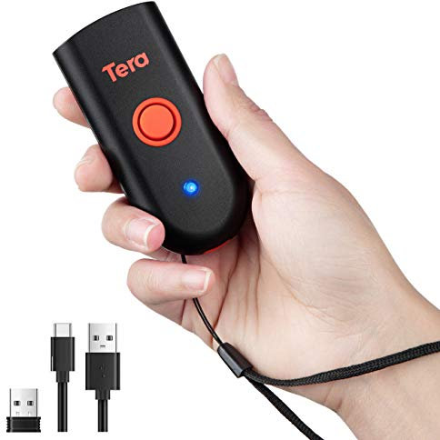 Tera Mini Tragbarer Barcode-Scanner CCD Barcodescanner 3in1 Bluetooth & USB-Kabel & 2,4G Wireless für 1D Barcodes auf Papier & Bildshirm Barcodelesegerät, 1100CCD