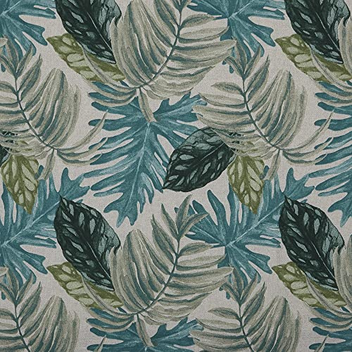Kt KILOtela - Tessuto Arredo Canvas Stampato, Rivestire, Foderare, Divani, Tavolo, Sedia, Letto, Tende, Cuscini, Borse, Portafogli, 100 cm Lunghezza x 280 cm Altezza, Piante Tropicali, Verde - 1 Metro