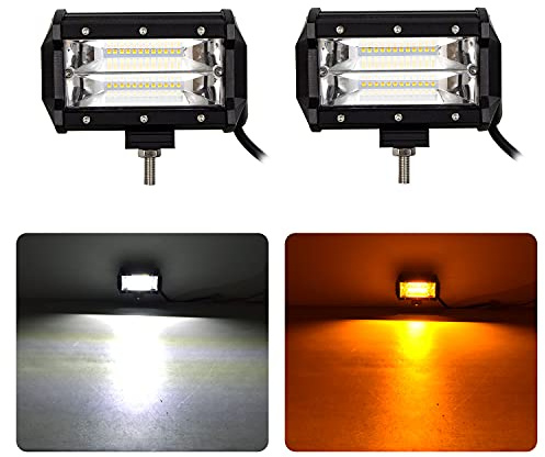 RIGIDON 2x 5 tum 72W stroboskop LED arbetsljusramp bärnstensvit 12V 24V