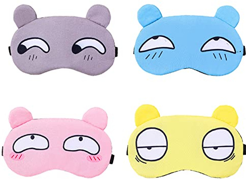 JCKD 4 pièces mignon dormir les yeux bandés doux moelleux couverture yeux bandeau bouclier voyage dormir pour masque pour les yeux masque de sommeil enfants filles femme dame rêverie masque de sommeil