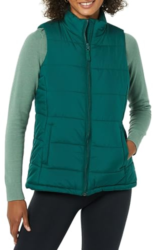 Amazon Essentials Women's Mid-Weight Puffer Vest, Dark Green, XX-Large