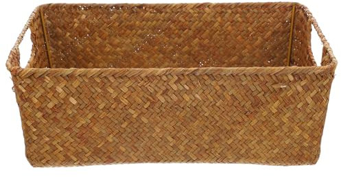BESPORTBLE Aufbewahrungskorb Rattankorb Ablagekorb Dekobox geflochtene Korb Seegras Korb Aufbewahrungsbox W?schekorb Make Up Organizer für Badezimmer Küche Wohnzimmer Deko