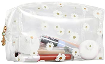 Elionless Clear Pencil Case, Plastic Large Transparent Pencil Case Zipper Pen Pencil Bag Pouch Travel Cosmetic Makeup Bag School Supplies for Teenage Girls Boys Women (Daisy White)
