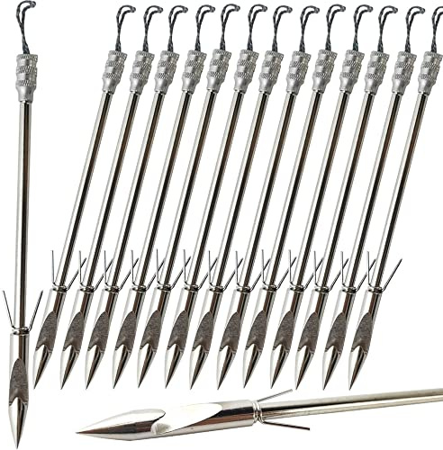NSBELL 15PCS 5.7 Fish Shooting Darts Fishing Arrows Stainless Steel Fishing Arrowheads Dartfor Fishing Slingshot Darts (Silver)