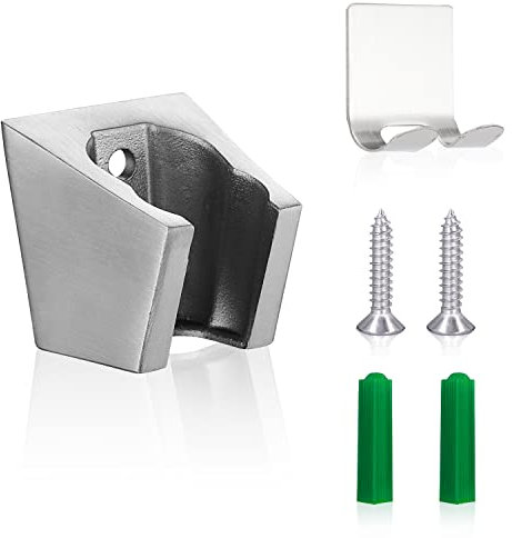 DBALL Soporte Ducha Pared Soporte Alcachofa Ducha Extraíble Universal Acero Inoxidable Soporte Ducha con Tornillos y Gancho Autoadhesivo para Instalación Baño