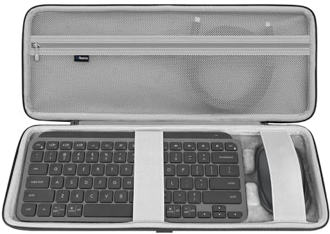 Geekria hårt resefodral för tangentbord kompatibelt med Logitech MX Keys Mini + MX Anywhere 3, bärväska för tangentbord- och muscombo (mörkgrå)