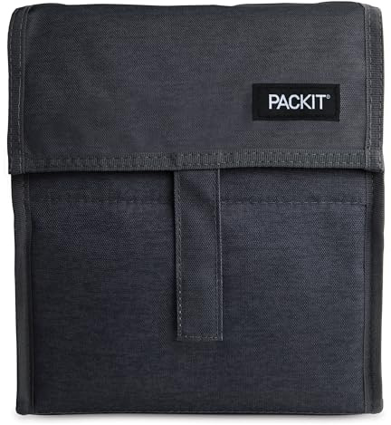 PackIt(R) Freezable Lunch Bag, City Charcoal, Built with EcoFreeze(R) Technology, Foldable, Reusable, Zip and Velcro Closure with Buckle Handle, Designed for Work Lunches and Fresh Lunch On the Go
