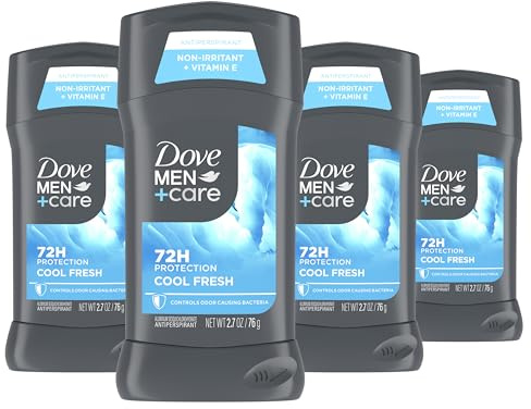 Dove Men+Care Antiperspirant Deodorant Cool Fresh 4 Count for a Long-Lasting Aqua Scent, with 72H Protection, 2.7 oz