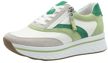 Tamaris Comfort Damen Plateau Sneaker mit Reißverschluss Sportlich, Mehrfarbig (Green Comb), 40 EU