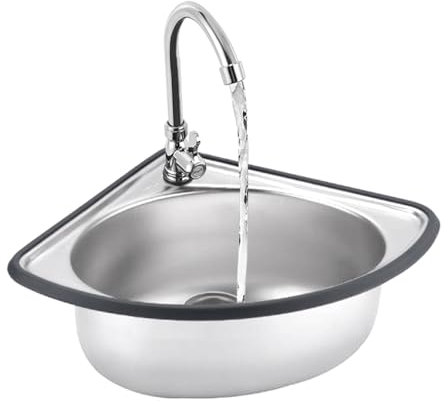 Dreieckige Eckspüle Küchenspüle Spülbecken,Wandmontage Einbauspüle Einzelspüle,Eckspüle Edelstahl,Klein waschbecken spüle,Mini Triangle Einzelbecken 34x34 cm,Tiefe 13/15 cm(Deep 13cm)