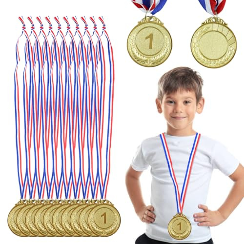 WUSJCOF 6 Unidades Medallas de Ganador, Medallas para Niños, Medallas de Oro,Medalla de metal, decoración de Fiestas Infantiles y premios Deportivos, para Fiesta y Día del Deporte Escolar