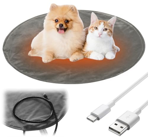 Tapis Chauffant Chats Chiens 45 * 45cm Coussin Chauffant électrique Avec fonction de fermeture automatique & 3 Réglages Température 45-55℃,Couverture Chauffante pour Chat Anti-Mordant Imperméable