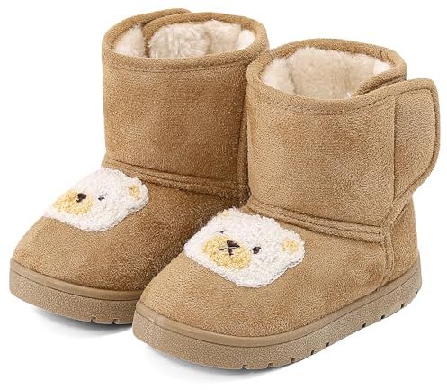LACOFIA Bottes Hiver Enfant Filles Bottines de Neige Chaussures Fourrées Chaudes avec Semelle en Caoutchouc Antidérapante Kaki 27/28 EU