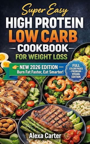 Super Easy High Protein Low Carb Cookbook: Quick, Flavorful 30-Minute Meals to Boost Fat Burning & Build Lean Muscle — Bonus: Full-Color Pages and Weekly Meal Plans