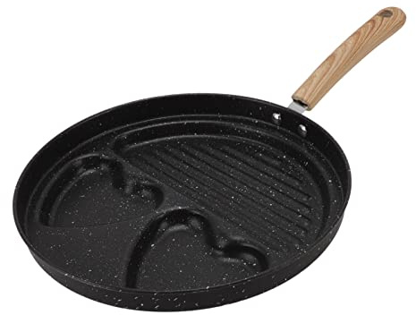 Ahgsup Sartén Dividida para Filete de Huevo 3 en 1, Sartén Antiadherente para Cocinar sin Aceite Saludable con Ergonómico Resistente Al Calor, Calentamiento Uniforme para Tortillas y