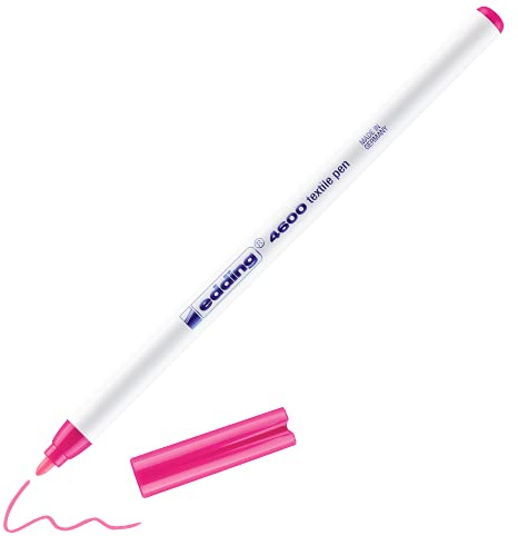 edding 4600 Textilstift - neon-pink - 1 Stift - Rundspitze 1 mm - Textilstifte waschmaschinenfest (60 °C) zum Stoff bemalen - Stoffmalstift