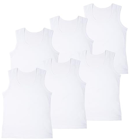 Vests for Men Soft Cotton Fitted Sleeveless Undershirts Tank Top Bodybuilding Training Gym (6-Pack) White