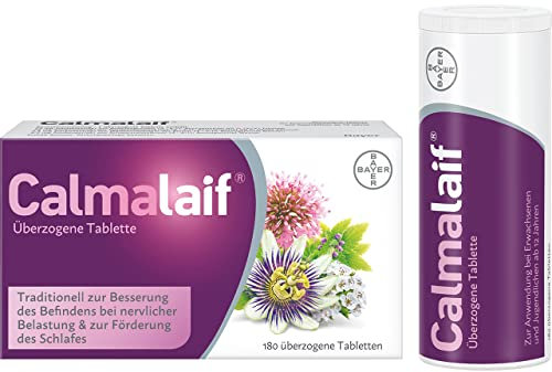 Calmalaif - pflanzliches Arzneimittel mit Extrakten aus 4 Heilpflanzen - bei Stressbeschwerden wie innerer Unruhe und Anspannung - 1 x 180 Tabletten