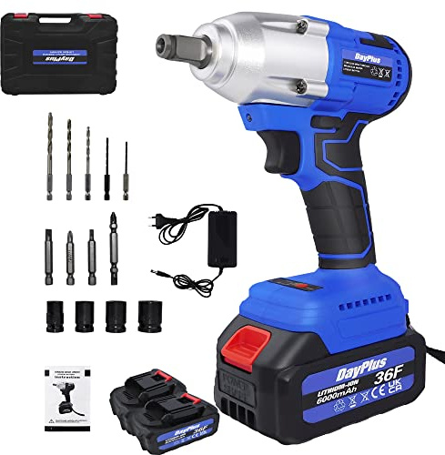 YINF 1/2 Impact Driver with 1 Battery, Cordless Impact Driver 18V 2X 6,000mAH Lithium Battery, 420Nm High Torque, LED Light, 4 Sockets, Carry Case