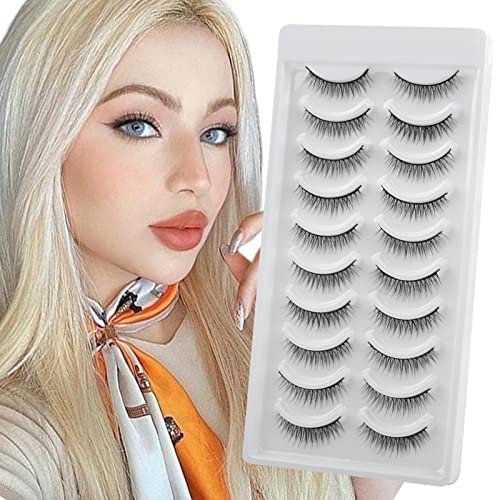 Parriparri Ciglia Finte Naturali 10 Paia 3D Courte Ciglia Dall'Aspetto Naturale Esile Ciglia Finte Di Visone Fatte A Mano False Eyelashes Morbide Fake Lashes Mink Per Truccof