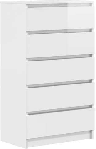 vidaXL Schubladenschrank, Schrank mit viel Stauraum, Kommode für Schlafzimmer Wohnzimmer, Anrichte Sideboard Beistellschrank, Hochglanz-Weiß Holzwerkstoff