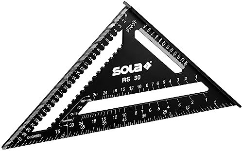SOLA - RS 30-5 en 1 - Ángulo de tope de 30 cm - Ángulo de carpintero robusto de aluminio con escala métrica - Ángulo multifunción: regla, ángulo de tope, ángulo de inglete, transportador