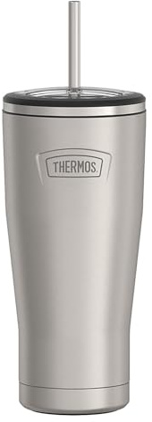 THERMOS ICON SERIES, Stainless Steel Cold Tumbler with Lid and Straw - 24 Ounce, Matte Stainless Steel - Vacuum Insulated Tumbler