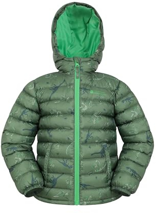 Mountain Warehouse Seasons Jungen Gefütterte Jacke - Gefütterte Isolierung Winterjacke, wasserdicht Kinderjacke, Taschen - Ideal für den täglichen Gebrauch Khaki (Gedruckt) Kinder 128 EU (7-8 Jahre)