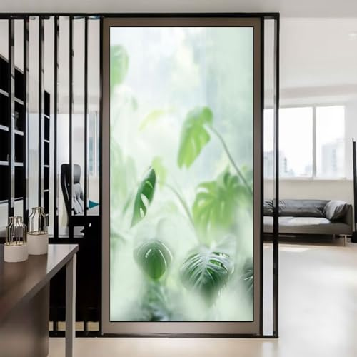 Film électrostatique pour fenêtre - Anti-UV - Contrôle de la chaleur - Motif jungle verte - Décoration de fenêtre en verre dépoli - 42 x 82 cm (l x H)