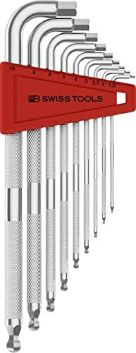 PB Swiss Tools - Safety Hex Key L-Wrenches with Ball Point, Set in a Practical Plastic Holder, Sizes 1.5 to 10 mm, Model #3212.LH-10, Hex Key Tools