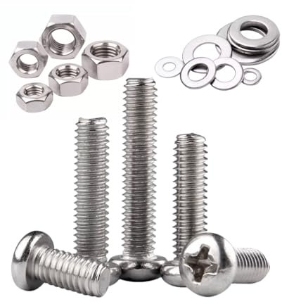 Foyoram #5-40x3/8 UNC Viti a testa semicircolare con impronta a croce, in acciaio inox, 50 pezzi, viti combinate, filettatura 5#-40, viti per macchina con impronta a croce, dadi piatti ANSI/ASME B18