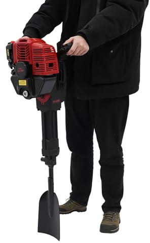 HINOPY 52 cc, escavatore per albero da giardino, 2 tempi, 1900 W, martello a benzina, martello demolitore, set per escavatore portatile con 2 punte per recinzioni agricole, piantine forestali, ecc