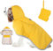Eyein Wasserdichter Hunderegenmantel, Regenmantel für Mittlerer Hunde mit Kapuze und weichem Futter, Verstellbare Hunderegenjacke mit reflektierenden Streifen, Winddicht und leicht, Gelb, M