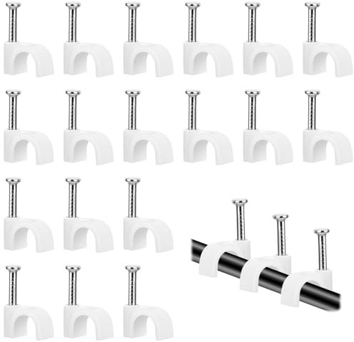 Molain 100 Stück Kabelschellen Nagelschellen, 5,mm Kabelklemmen mit Nägeln Nagelschelle Kabelbefestigung Kabelhalter Cable Clips für Wall Wire Organiser(Weiß)