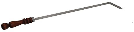 Tisonnier élégant en acier inoxydable avec poignée en bois 60 cm 1,2 cm 3 mm d'épaisseur pour poêle à feu Utschak Uchag