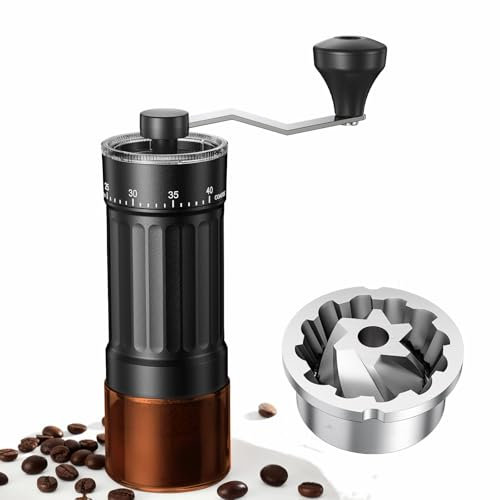 World's First 60g Large Capacity Manual Coffee Grinder, Portable Hand Coffee Bean Mill with 40 Adjustable Settings, Stainless Steel Burr Grinder for Espresso, Pour Over, Camping, Travel, Gift, etc