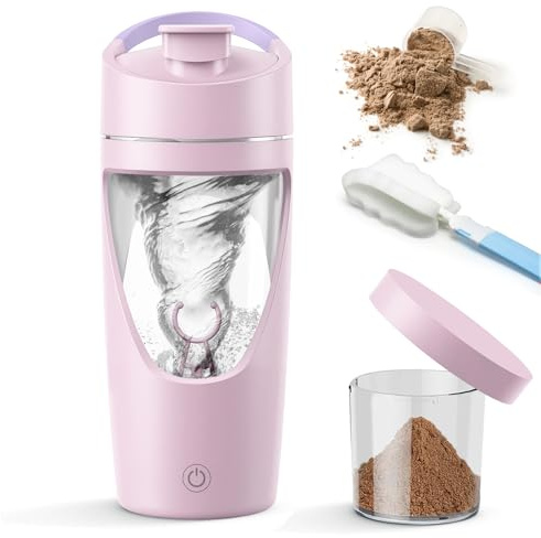 SOARFLY Shaker Electrique 700ml, Shaker Protéine Rechargeable USB C, Sans BPA (Rose)