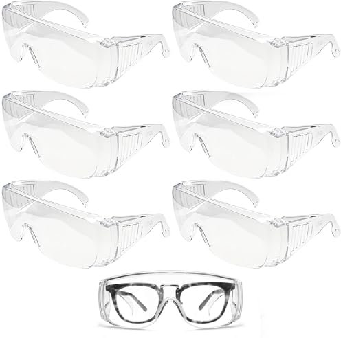 6 Pezzi Occhiali da Lavoro Protettivi, Occhiali Protettivi Antipolvere, Occhiali da Laboratorio, Occhiali di Sicurezza Antigraffio y Antiscivolo, per Esterno e Lavoro Protezione, Protezione UV