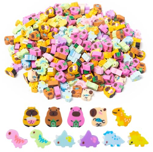 Sxutop 300 Pièces Mini Gommes en Caoutchouc Kawaii Gomme Capybara Petites Gommes de Dessin Animé Mignon Mini Gomme à Effacer d'Animaux en Caoutchouc pour Enfants,étudiants,Cadeaux D'anniversaire