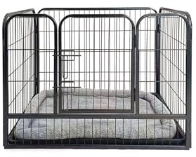 Pretty Pooch Whelping Pen With Tray And Cushion, Puppy or Dog Play Crate Cage, Puppies Secure Crates Cages Dog Training Pens Heavy Duty (Small)