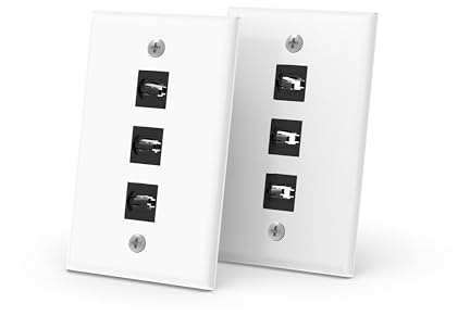 RUIPRO MPO Keystone-väggplatta, enkel, 3 portar, 2-pack