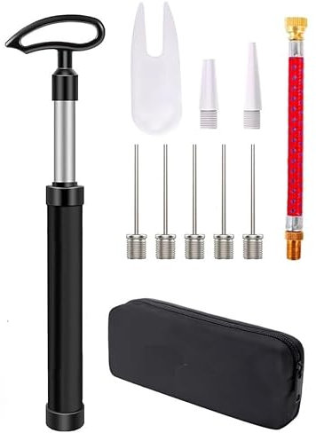 Active 100 Portable Ball Pump with Needle - Hand Pump with Nozzle & Extension Hose, for Football, Basketball, Volleyball, Durable Aluminium-alloy Tube,Ergonomic Design, Fast Air Inflator (Black)