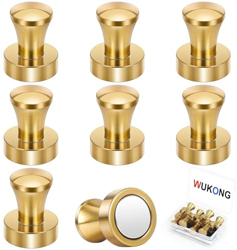 Wukong Neodymmagneter starkt grepp, 16 x 20 mm | 8 stycken starka magneter tryckstift, whiteboard-magnet, guld för magnettavla, kylskåp och kontor