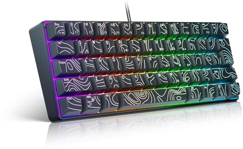 Plyisty Wired USB -tangentbord, RGB -bakgrundsbelysta, Kompakt 61 Nyckellayout, N Tangentvalskonturtangent, Tänd Datortangentbord för Kontorspel