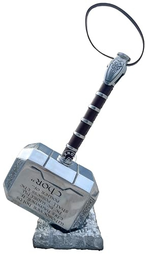 Thor Mjolnir Hammer Replica, scala 1:1, da collezione, costruzione in metallo con base espositiva, accessorio per cosplay