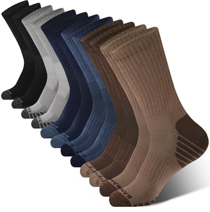 BAMBOO COOL Men's Crew Socks Athletic Running Sports Socks, Cushioned Moisture Wicking, Breathable Arch Support 6 Pack