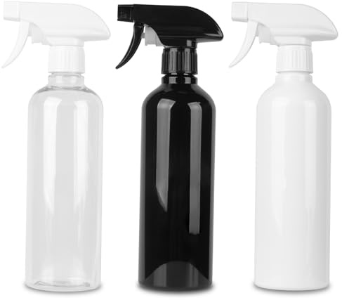3 PcsSpray Bottles, 500 ML Empty Fine Mist Plant Spray Bottles for Cleaning, Reusable & Refillable Plastic Spray Bottle for Gardening Home Kitchen Hair Plant Sprayer Mister Bottle, with Stickers