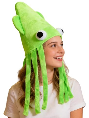 Genérico Gorros Divertidos,Disfraz de Calamar de Felpa Transpirable - Sombrero de Animal Marino | Para Fotografía, Actuaciones, Navidad, Cumpleaños, Niños, Adultos,
