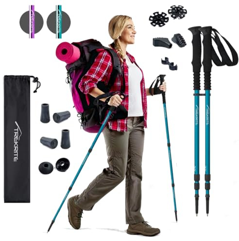 Trekrite Premium Walking Poles Set for Women, Anti Shock Adjustable Hiking Sticks for Ladies, Reliable & Strong Aluminum Trekking Poles with Accessories from a UK Based Company